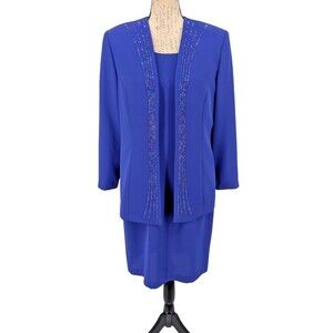 S L FASHIONS Two Piece Dress SIZE 12 Lavender Irredecent Beads Mother of Wedding